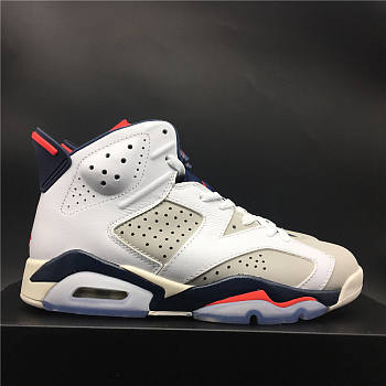 Air Jordan 6 manuscript white gray red dark blue 384664-104