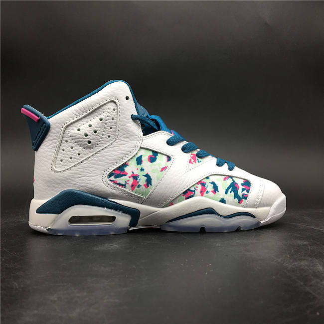 Air Jordan 6 Retro White Laser Fuchsia Green Abyss (GS)  543390-153 - 1