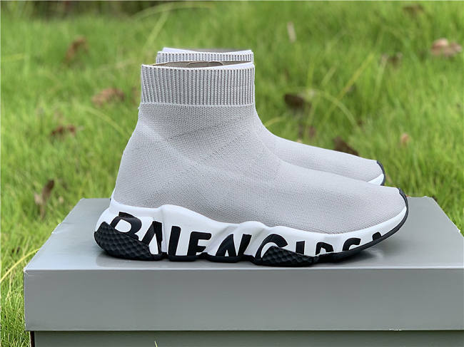 Balenciaga Speed Grey White black-LETTERS 517319 W07U01014 - 1