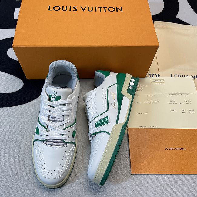 Louis Vuitton LV Trainer Sneaker Low White Green 1A54HS - 1