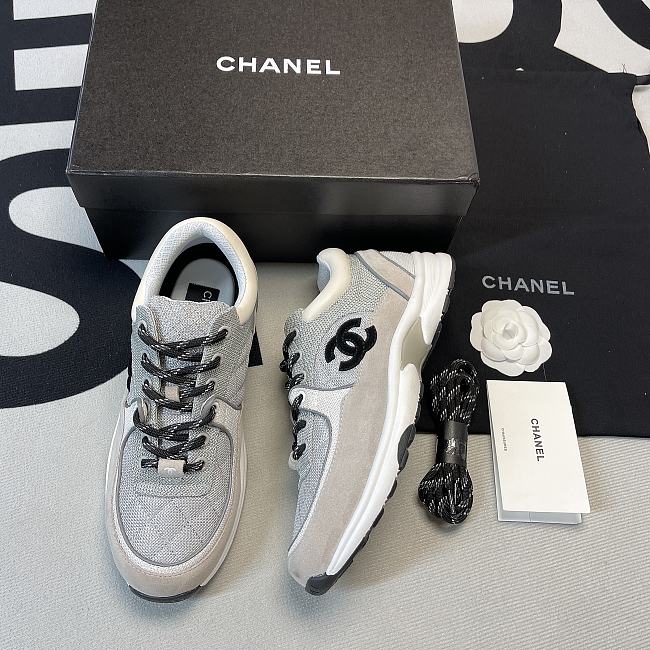 Chanel Low Top Trainer Gray White G38299 Y55434 K3159 - 1