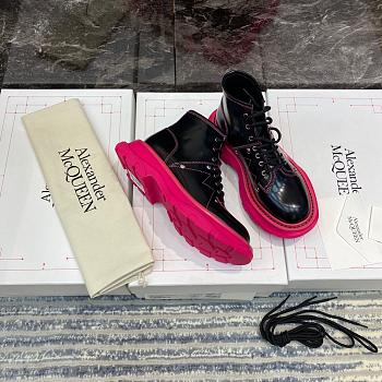 Alexander McQueen Tread Lace Up Boot Black Pink Soles