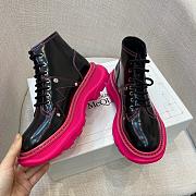 Alexander McQueen Tread Lace Up Boot Black Pink Soles - 5