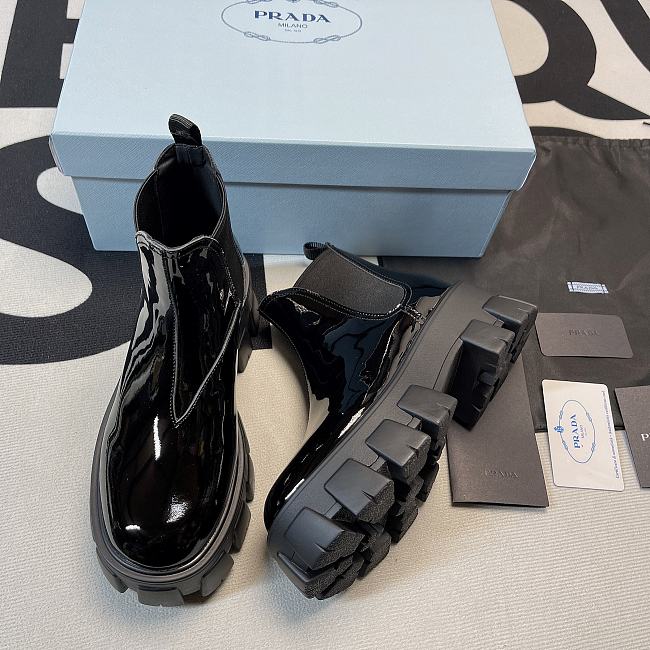 Prada High Top Black Glossy Leather - 1