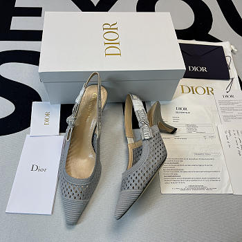 J'ADIOR SLINGBACK PUMP Gray Mesh Embroidery KCP882EMR_S33G 6cm 