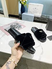 Prada  Shearling Slides Black  - 1