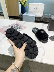 Prada  Shearling Slides Black  - 4