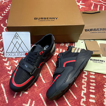 Burberry Vintage Check Leather and Mesh  Black