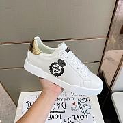 DOLCE & GABBANA Portofino Crow Patch Sneakers - White - 5