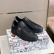 DOLCE & GABBANA Portofino Crow Patch Sneakers - Black  - 1