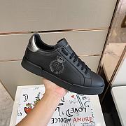 DOLCE & GABBANA Portofino Crow Patch Sneakers - Black  - 3