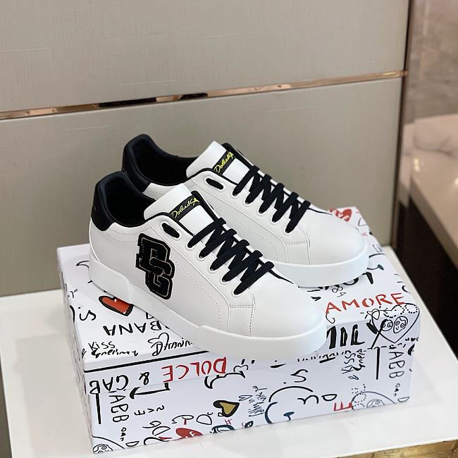 DOLCE & GABBANA Leather Sneakers Portofino Black White - 1