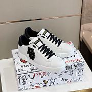 DOLCE & GABBANA Leather Sneakers Portofino Black White - 1