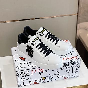 DOLCE & GABBANA Leather Sneakers Portofino Black White