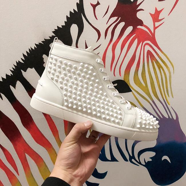 CHRISTIAN LOUBOUTIN High-top Spike-stud White Gold - 1