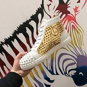 CHRISTIAN LOUBOUTIN High-top Spike-stud White Gold - 4