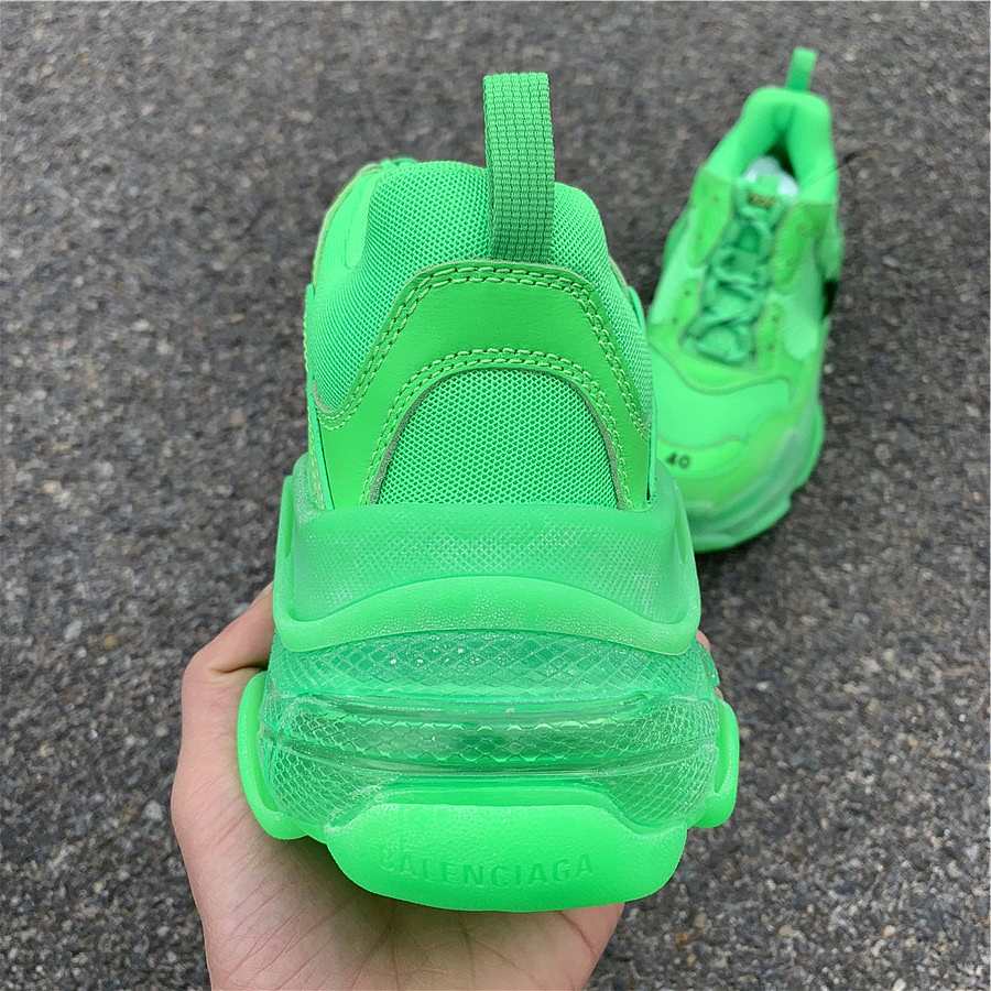 balenciaga triple s neon green clear sole