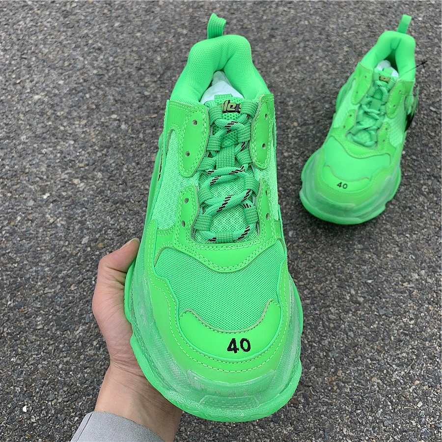 balenciaga triple s clear sole neon green