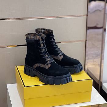 Fendi Boots High Top Black Brown Suede