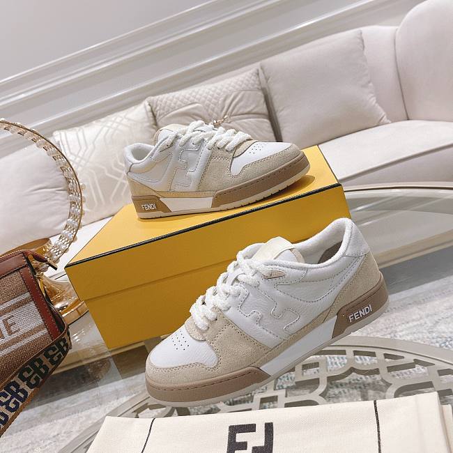 FENDI Match - White Suede Low Tops - White - 1