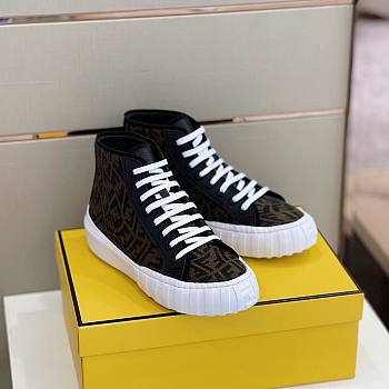 Fendi Force Karligraphy Canvas High Top White Brown