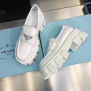 Prada Monolith Brushed Leather Loafers White  - 5