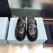 Prada Brushed Leather Mules Black  - 4