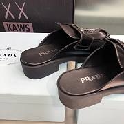 Prada Brushed Leather Mules Black  - 5