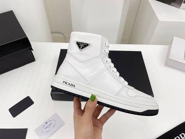 Prada Downtown Perforated Leather High Top White - 1