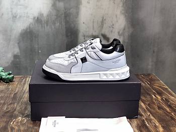 Valentino One Stud Nappa Leather White Grey