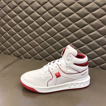 Valentino One Stud Nappa Leather High White Red