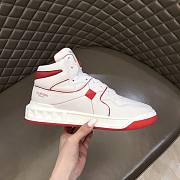 Valentino One Stud Nappa Leather High White Red - 4