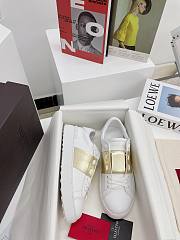 Valentino Garavani Band Leather White Mid Gold - 4