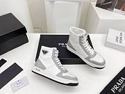 Prada Downtown Perforated Leather High Top White Grey - 6