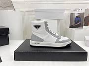 Prada Downtown Perforated Leather High Top White Grey - 5