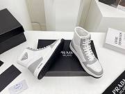 Prada Downtown Perforated Leather High Top White Grey - 3