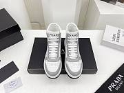 Prada Downtown Perforated Leather High Top White Grey - 2