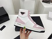 Prada Downtown Perforated Leather High Top White Pink - 1