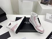 Prada Downtown Perforated Leather High Top White Pink - 6