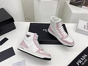 Prada Downtown Perforated Leather High Top White Pink - 3