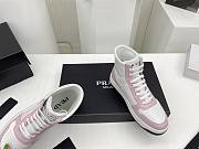 Prada Downtown Perforated Leather High Top White Pink - 2