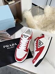 Prada Downtown Perforated Leather Low White Red - 3