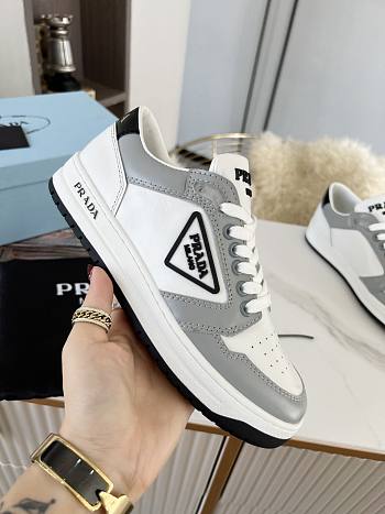 Prada Downtown Perforated Leather Low White Grey