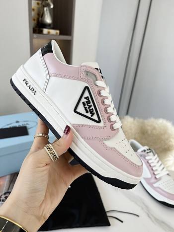 Prada Downtown Perforated Leather Low White Pink