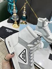 Prada Perforated Leather High Top White Grey  - 3