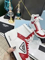 Prada Perforated Leather High Top White Red - 3