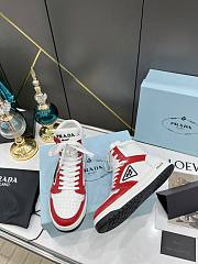 Prada Perforated Leather High Top White Red - 5