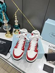 Prada Perforated Leather High Top White Red - 4