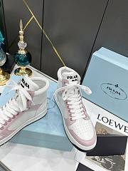 Prada Perforated Leather High Top  White Pink  - 4