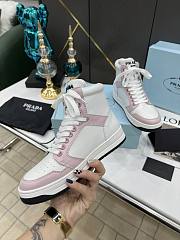 Prada Perforated Leather High Top  White Pink  - 6